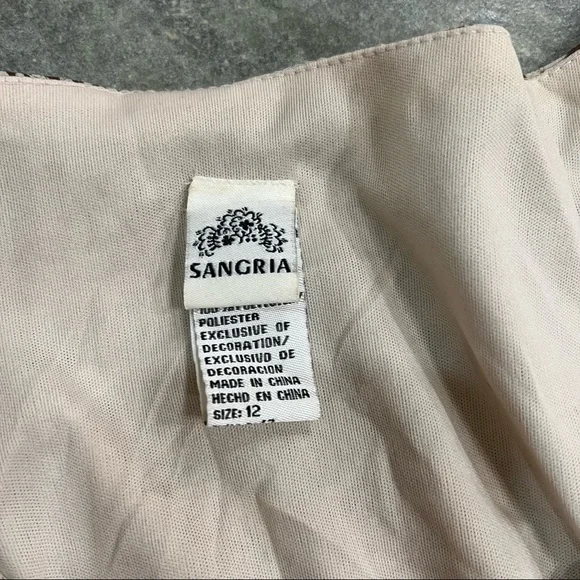 Sangria Womens Sz 12 Silk Dress Beaded Floral Boho Cottagecore Y2K Phoebe Buffay - Picture 7 of 12